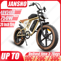 Jansno X70 Electric Bicycle 750W Powerful Motor 48V34AH Removable Battery Mountain Electric Bike 20*4.0-In Fat Tire City E-bike
