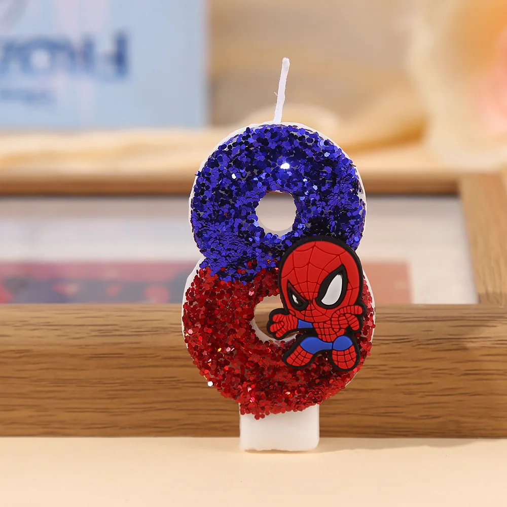 Spider-Man Original Fun Figure Candles Superhero Spiderman 0-9 Candles Cupcake Toppers Cake Decoration for Kids Boy Party Favors view 3