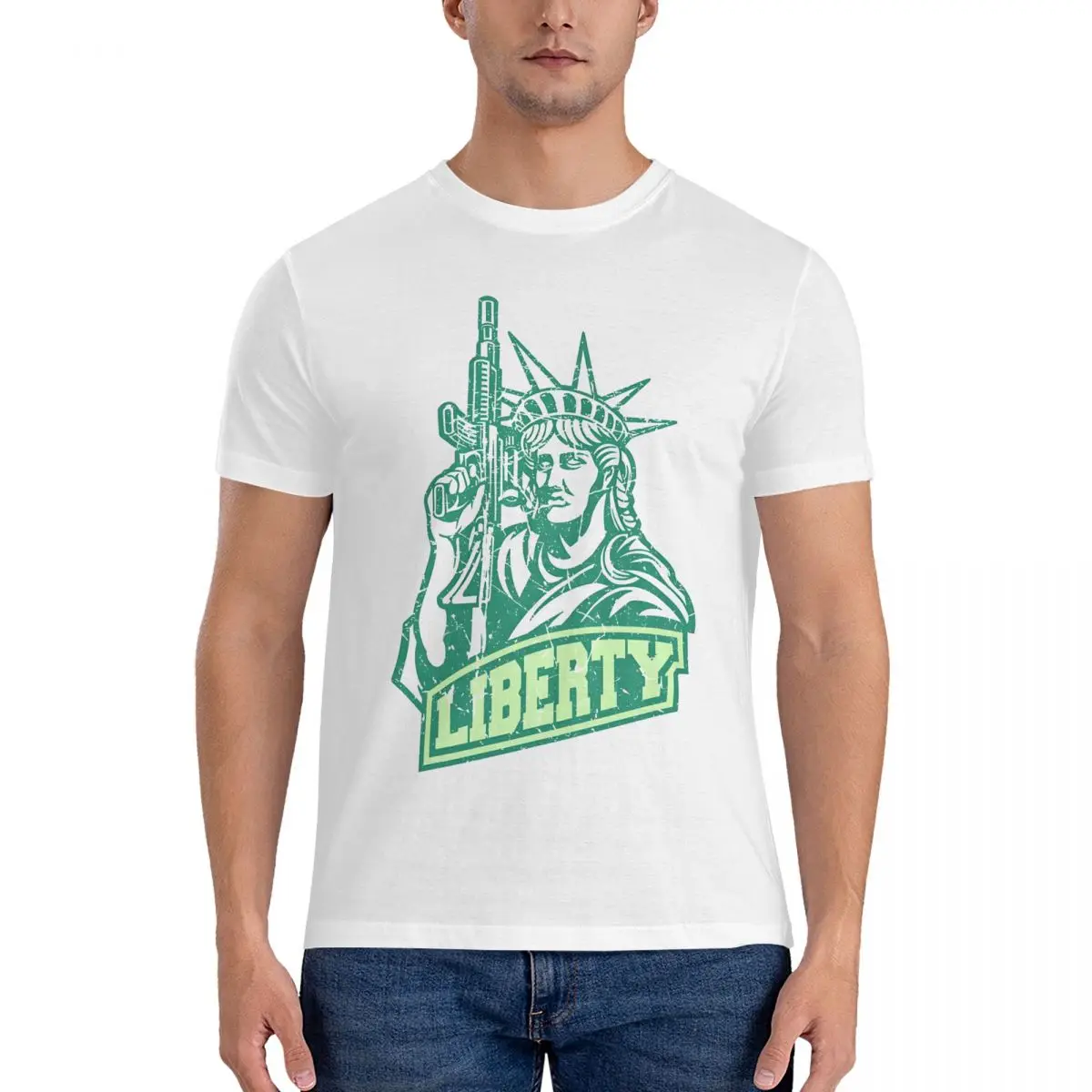 Liberty Cool T Shirts for Men Pure Cotton Fun T-Shirts Round Collar D-Democracy Tees Short Sleeve Clothing Party