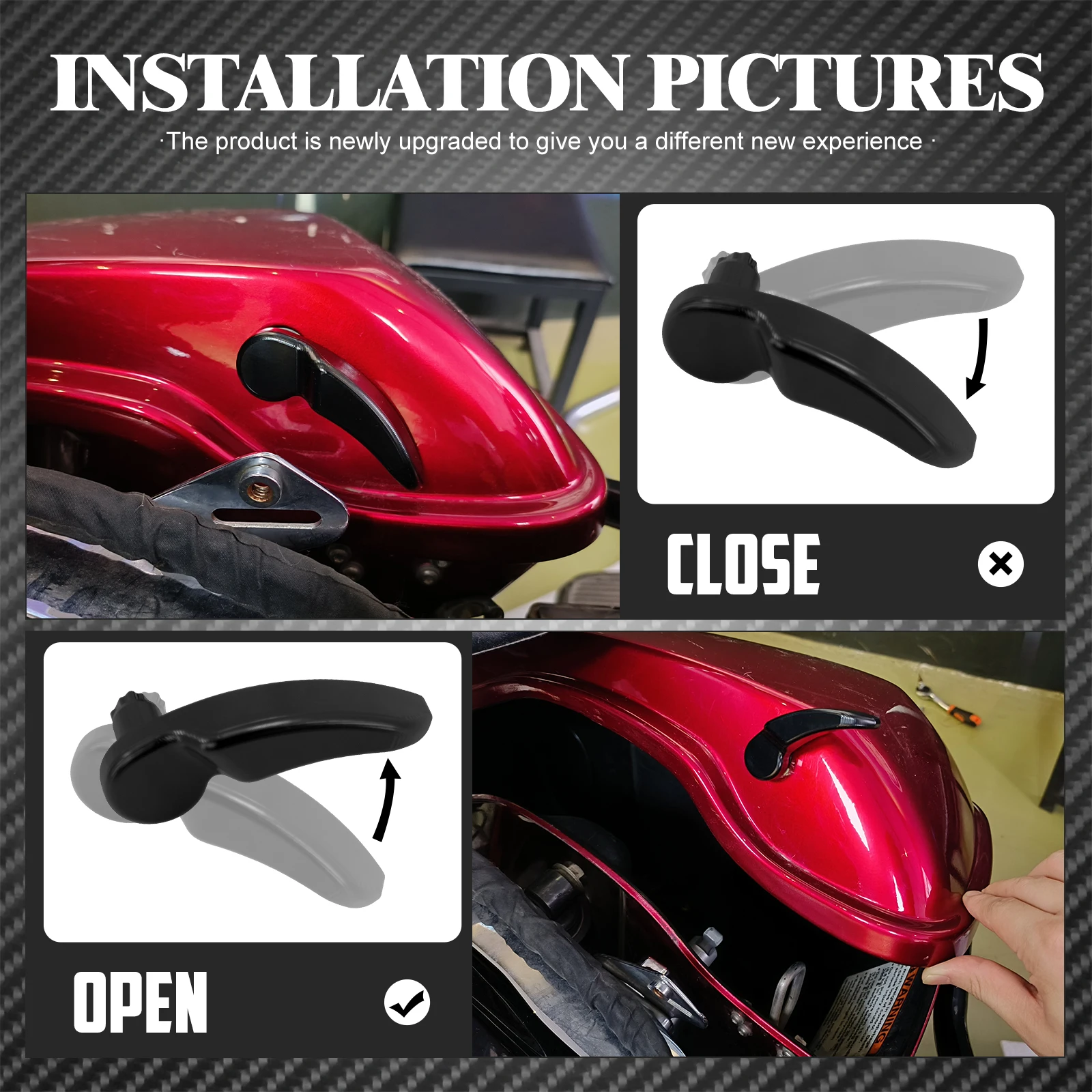 Motorcycle Gloss Black Saddlebag Latch Kit Saddle Bag Lid Lifter For Harley Touring 2014-2023 CVO Road King FLHR Street Glide - Image 3