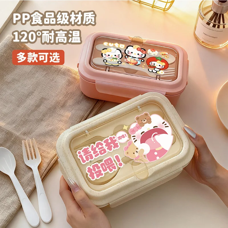 

Cartoon Cute Kuromi Portable Hello Kitty Bento Box Hello Kitty Lunch Box Sealed Leak-proof Picnic Food Storage Container Gift