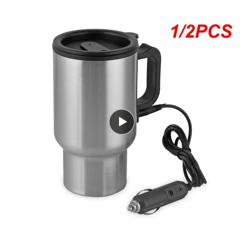 

1/2PCS 12V 450ml Electric Water Kettle Stainless Steel Car Heating Cup Coffee Tea Car Cup Mug Travel Water Coffee Milk Thermal