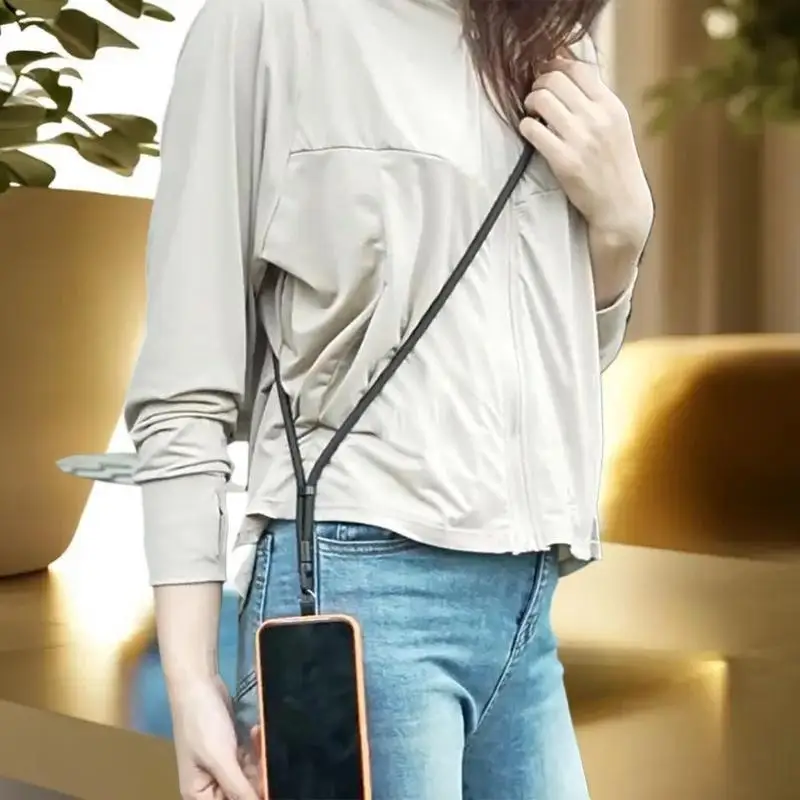 حبل متين للهاتف المحمول للاستخدام الخارجي مع حبل مضاد للفقدان ومشبك بطاقات للحافظات ومرفق المفاتيح