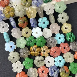 Flower Natural Shape Tiger Eye Jades Quartz Aventurine Gem Stone Loose Spacer Beads Diy For Jewelry Making Accessories 14MM