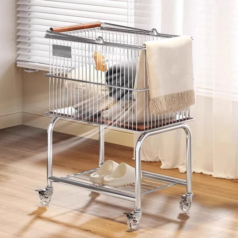 

2-Tier Collapsible Laundry Organizer - Rolling Hamper with Brake Wheels & Ventilated Panels for Closet/Bathroom Storage
