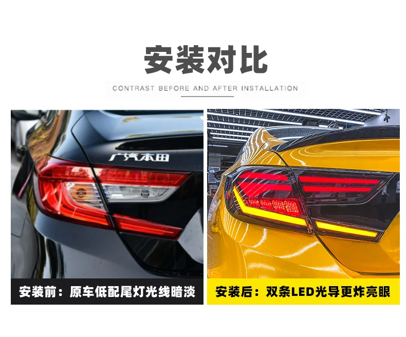 Car Lights for Accord LED Tail Lamp 2018-2021 Tail Light Dynamic Signal Drl Rear Stop Brake Animation Automotive Accessories