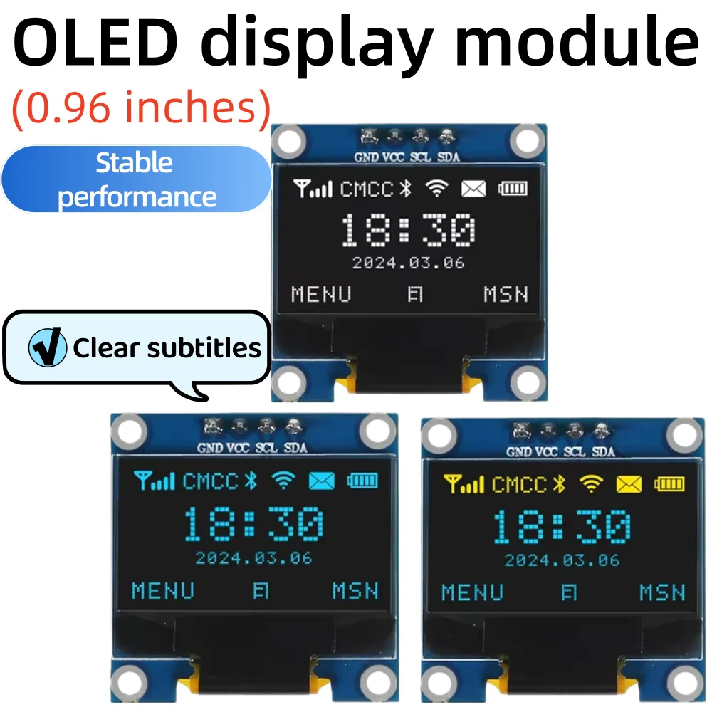 High definition,0.96 inch Oled IIC Serial White OLED Display SSD1315 128X64 I2C 12864 LCD Screen Board for Arduino