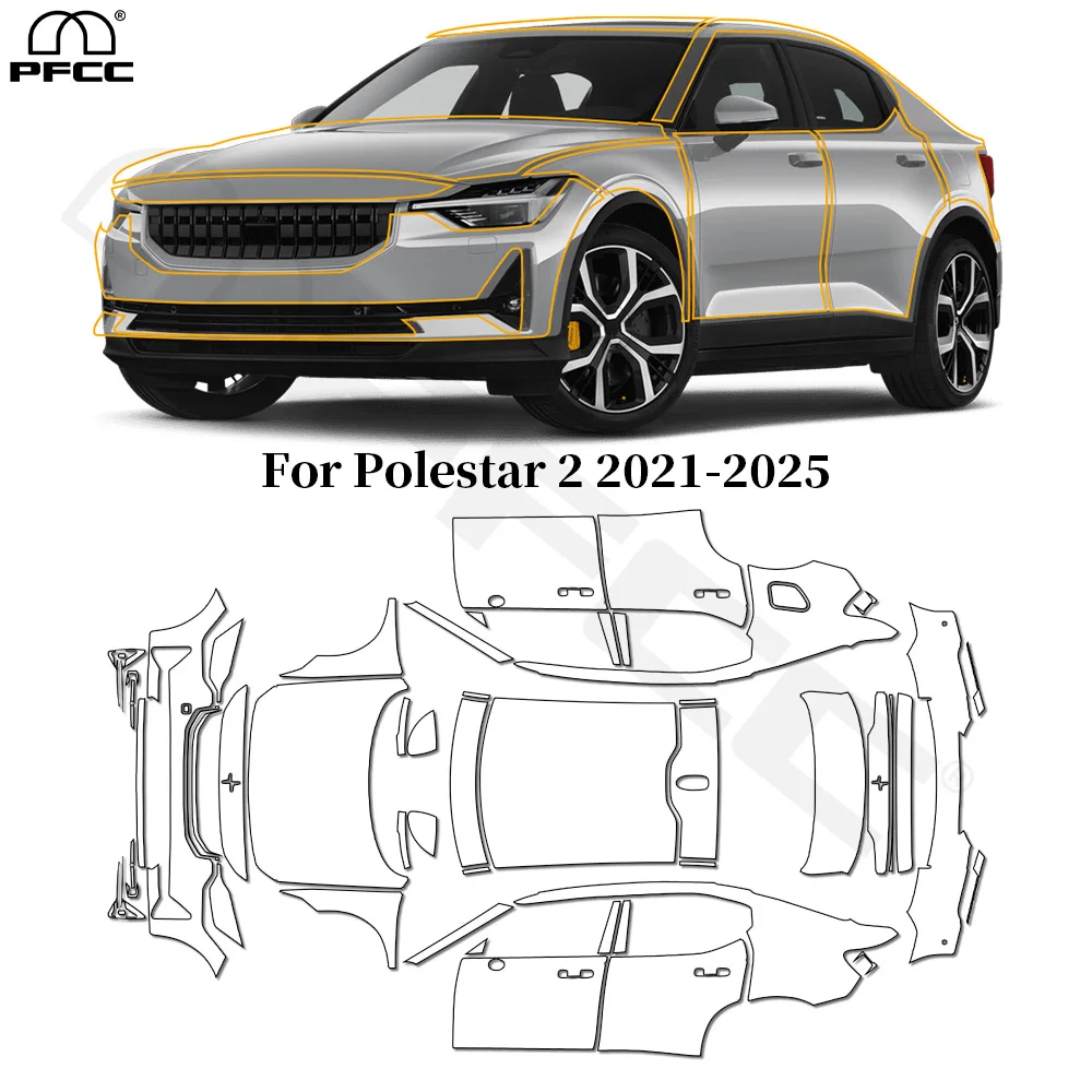 For Polestar 2 2021-2025 TPU Paint Protection Film Pre-cut PPF Car Body Clear Bra Anti-Scratch Resistant Invisible Repairable