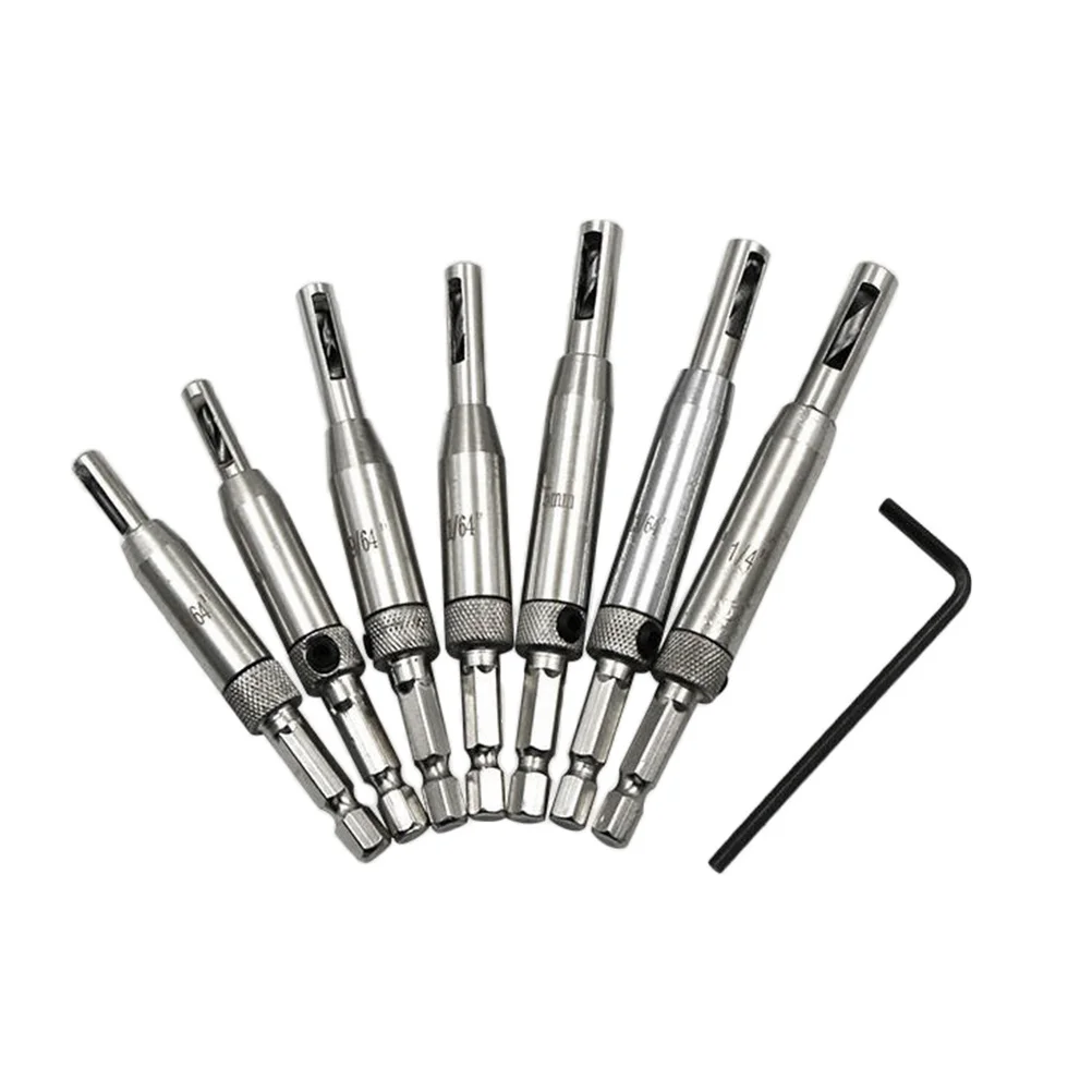 7-teiliges Mittelbohrer-Set, Scharnierbit-Set, einfache Installation, schnell handgefertigte Lastentriegelung, perfekt für Tischlerprojekte