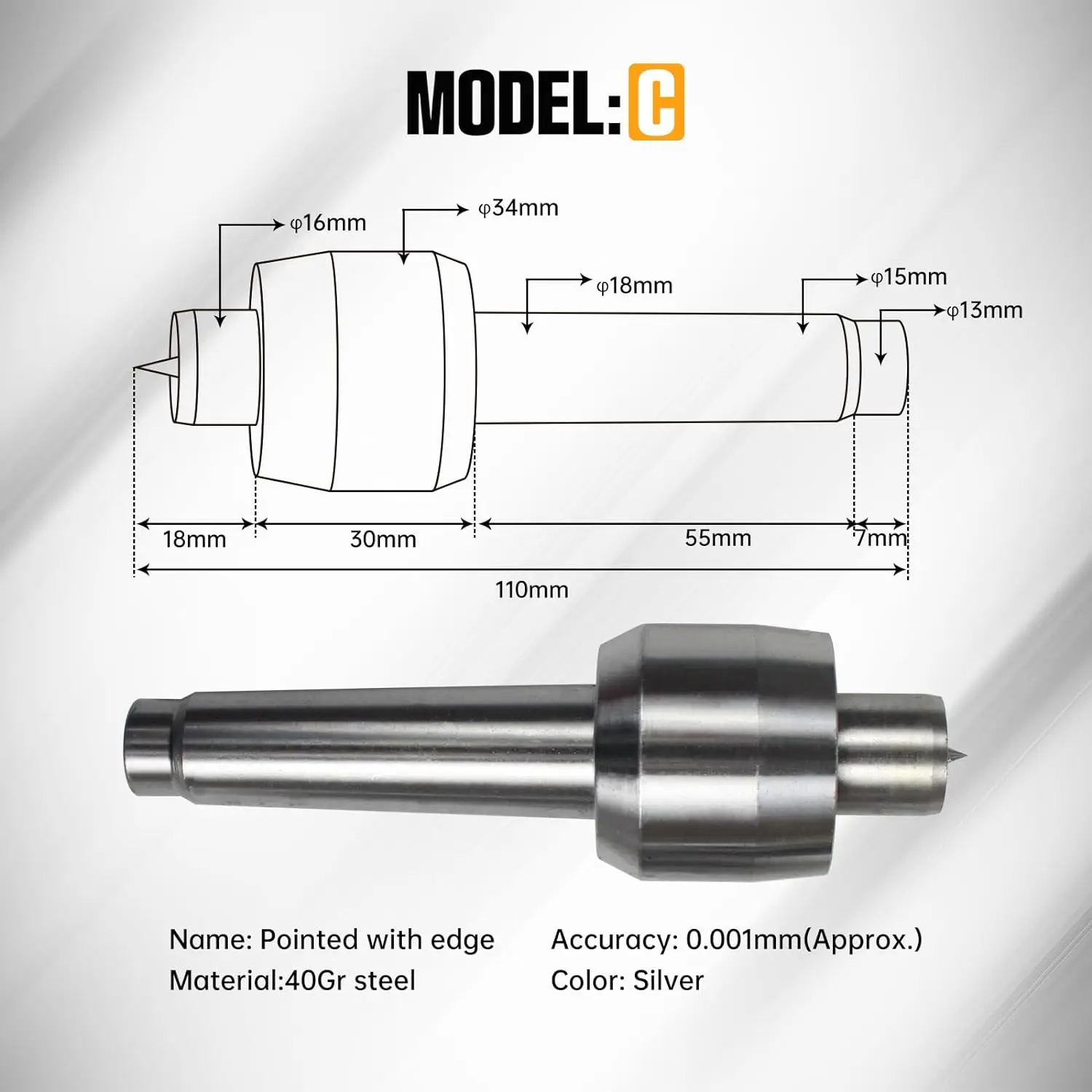 「EU Stock」65mm Lathe Center Morse Taper 2 Live Center Movable MT2 Tailstock with 4pcs Replaceable Heads For CNC 4h Axis Engraver