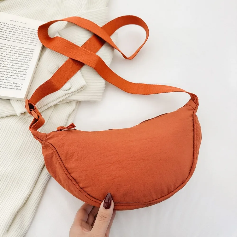 Hochwertige Casual-Style Dumpling-Tasche Einfarbige Große Kapazität Umhängetasche Nylon Unterarmtasche Reise-Shopper – Detail 7