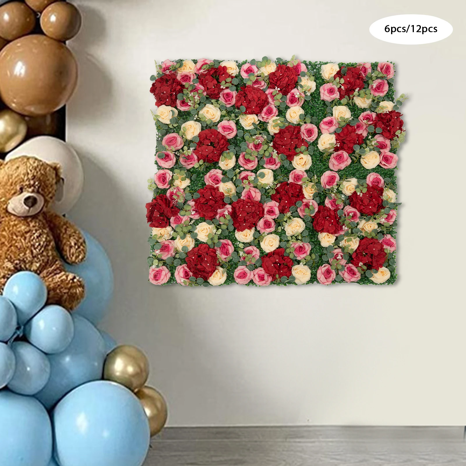 

6/12 шт. Шелковые панели для цветочных фонов, панели из искусственных цветов, цветочная стена, прочная пластиковая основа для свадебного и домашнего декора