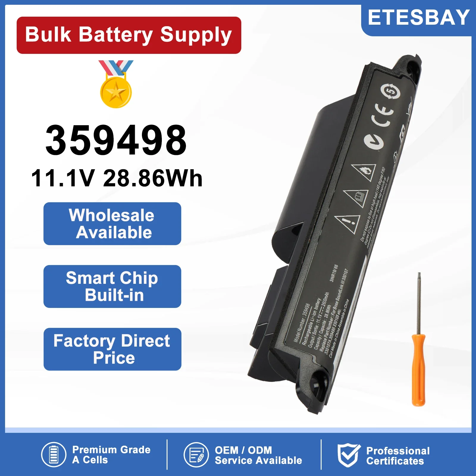 ETESBAY 359498 2600mAh Battery For Bose Soundlink Bluetooth Speaker III 359495 330107 330107A 330105 330105A 359498-0010 404600