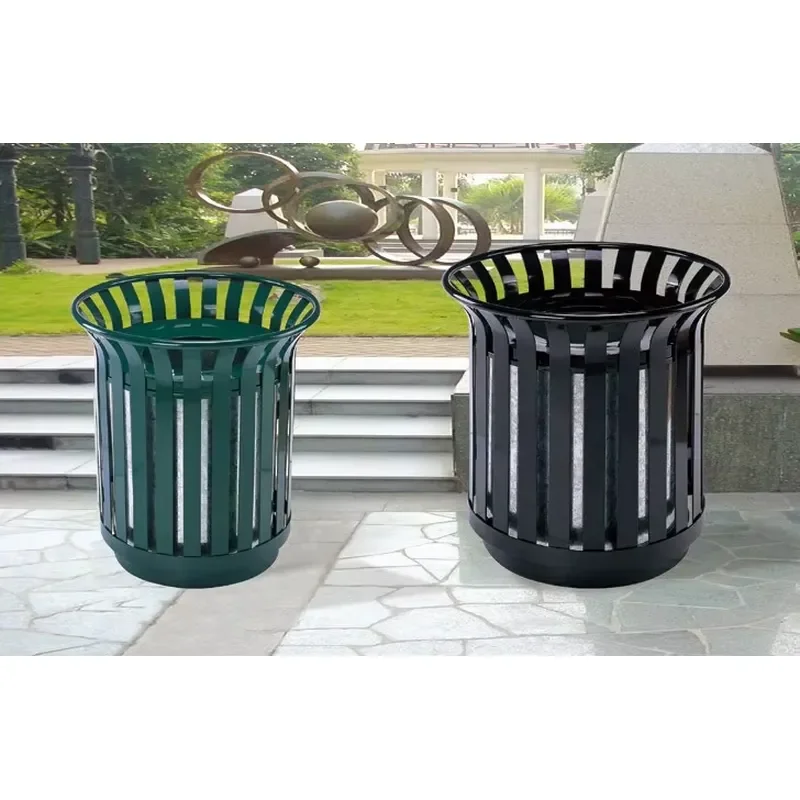 Heavy Duty Steel Metal Trash Can for Outdoor Park Street Public Area Commercial Use Durable Waste Bin Garbage Receptacle