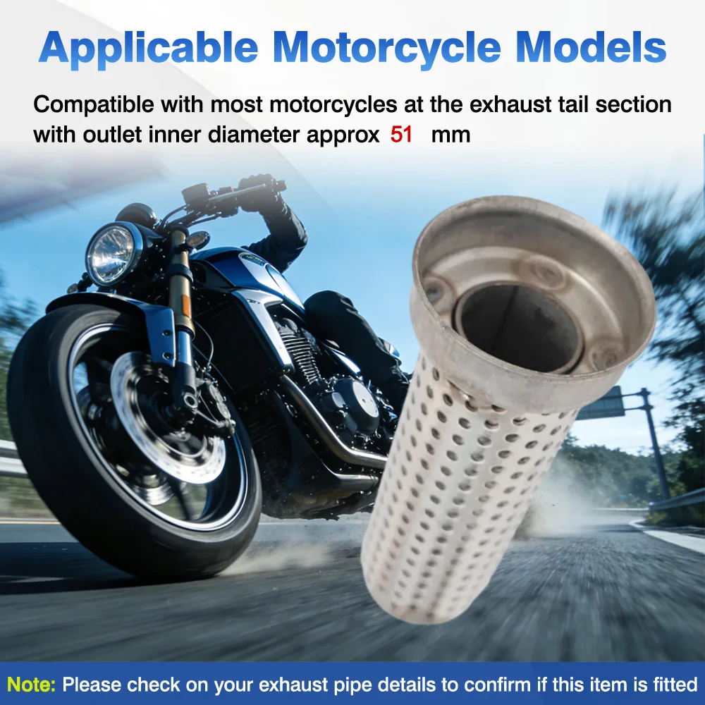

Motorcycle Muffler For Most 51mm ID Exhaust Pipe 1PC 51 mm/2.01 inch Stainless Steel Multi-Hole Mesh Reduce Noise