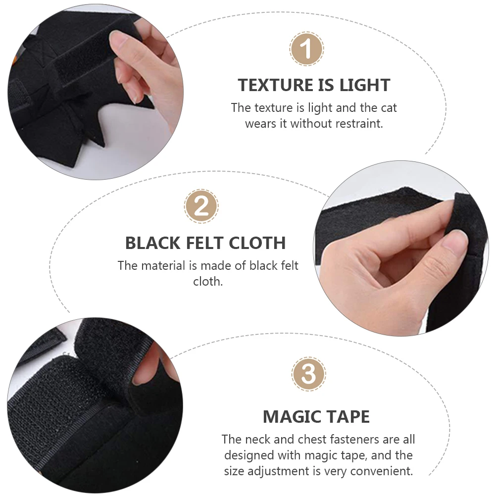 

Black Felt Bat Wings Halloween Costume For Cats Dogs Adjustable Tape Closure Pet Halloween Wing Durable Accessories
