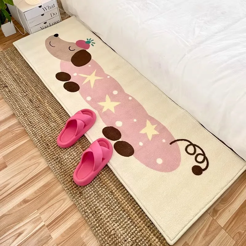 Bedroom Carpet Soft Comfortable Bedside Rug Living Room Carpets Imitation Cashmere Fluffy Plush Dog Pattern Floor Mat Home Decor