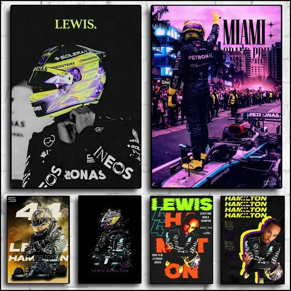 غرفة نوم مكتب ديكور المنزل حائط لوح رسم ديكور F1 L-Lewis هاميلتون الجدار ملصق فني غرفة المعيشة بار مقهى #2