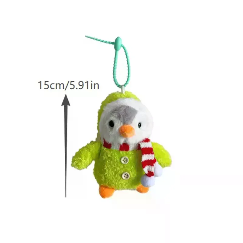 Winter-Pinguin-Plüschpuppe, Schlüsselanhänger, Spielzeug mit Weihnachtsschal; Mädchen-Taschenanhänger, Rucksack-Anhänger zum Aufhängen, Geburtstagsgeschenk