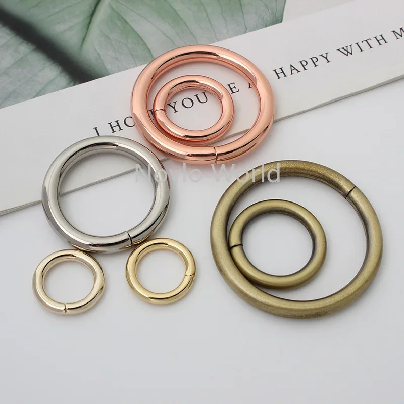 50 stück 7 farben 6 größen 13-16-19-25-32-38mm rose gold O ringe für DIY leder taschen schließen runde ring geldbörse zubehör