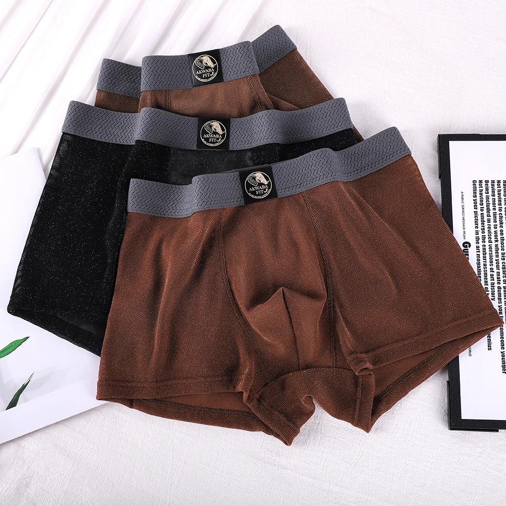 

1/3PCS Cool Translucent Breathable Mesh Men's Underwear Arrival Luxury Solid Ice Silk Boxers Hombre High Elastic Men's Panties