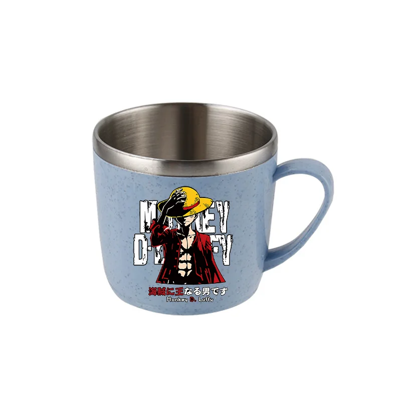 One Piece Water Cup Cartoon Anime Print Stainless Steel Drinking Glass Luffy Double Layered Heat-resistant Coffee and Milk Mug view 4