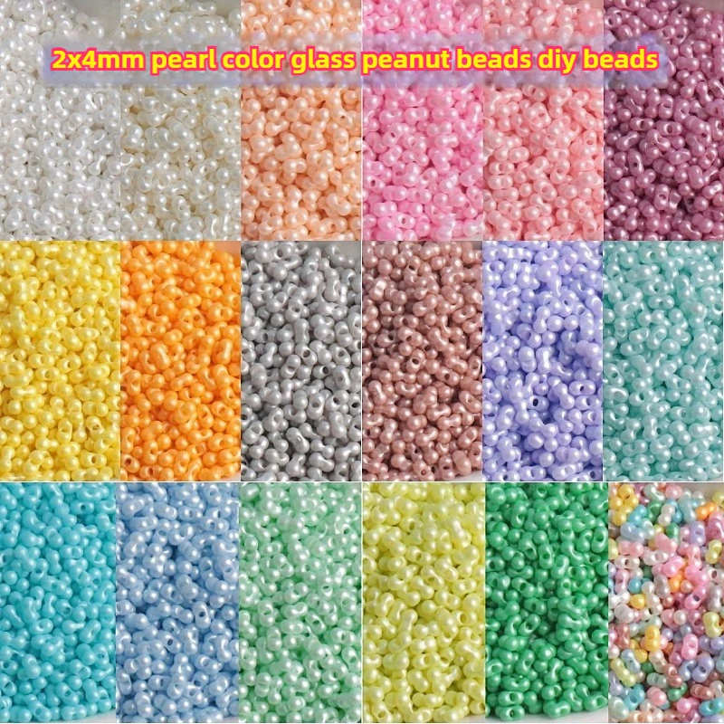 

2x4mm Pearl Colour Peanut Beads DIY Handmade Jewelry Mobile Phone Chain Beads, Glass Millet Beads Loose Beads for Bracelets