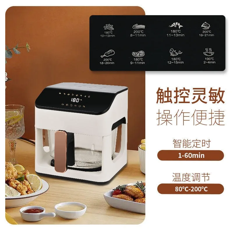 8.5L Air Fryer Intelligent Temperature Control Oven 110V220V Household Transparent Full Glass Pot Fully Automatic
