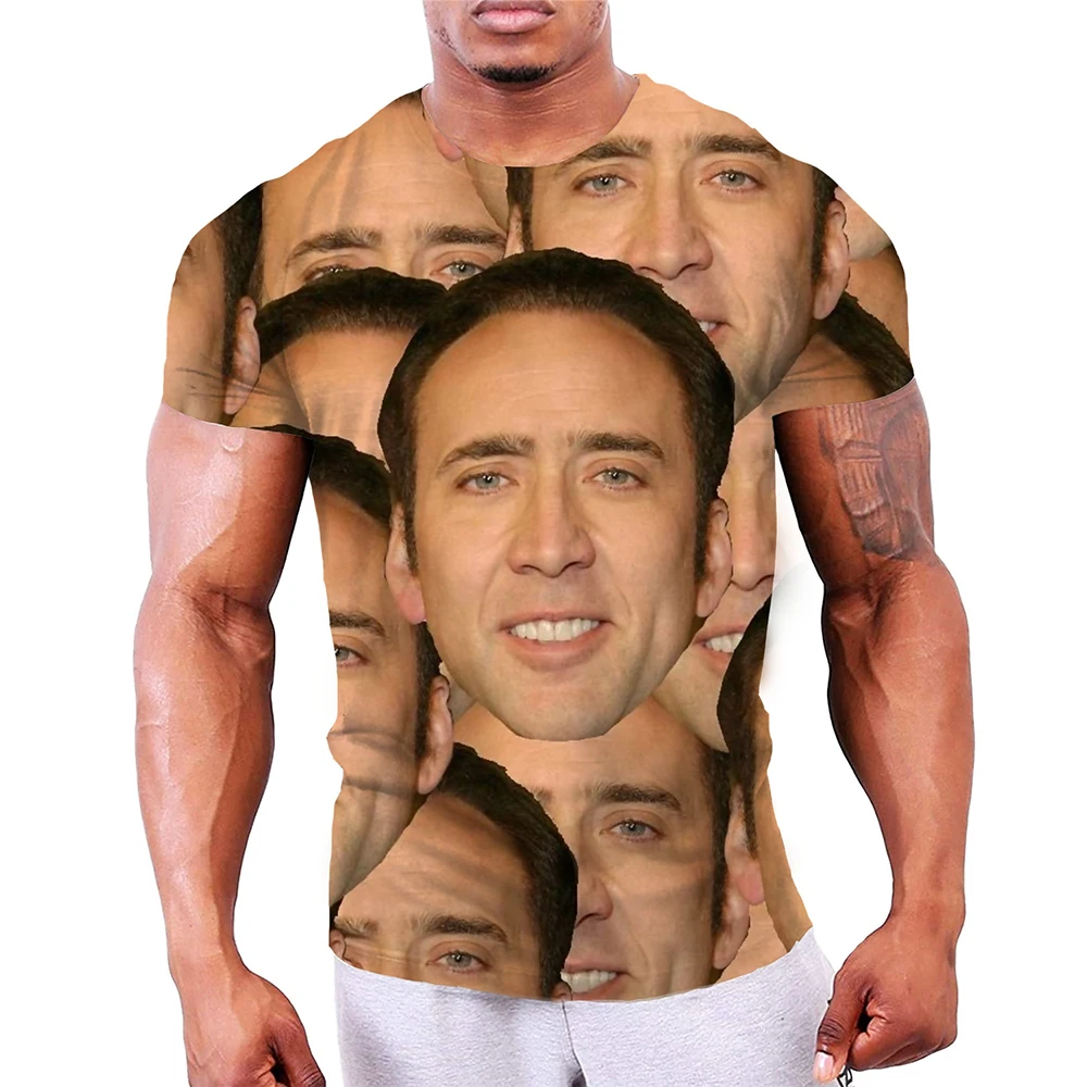 2025 Summer Hot Selling Personalized Fun Creative Actor Pattern 3D Printed Hip Hop Harajuku Short Sleeved T-shirt Funny Tshirt