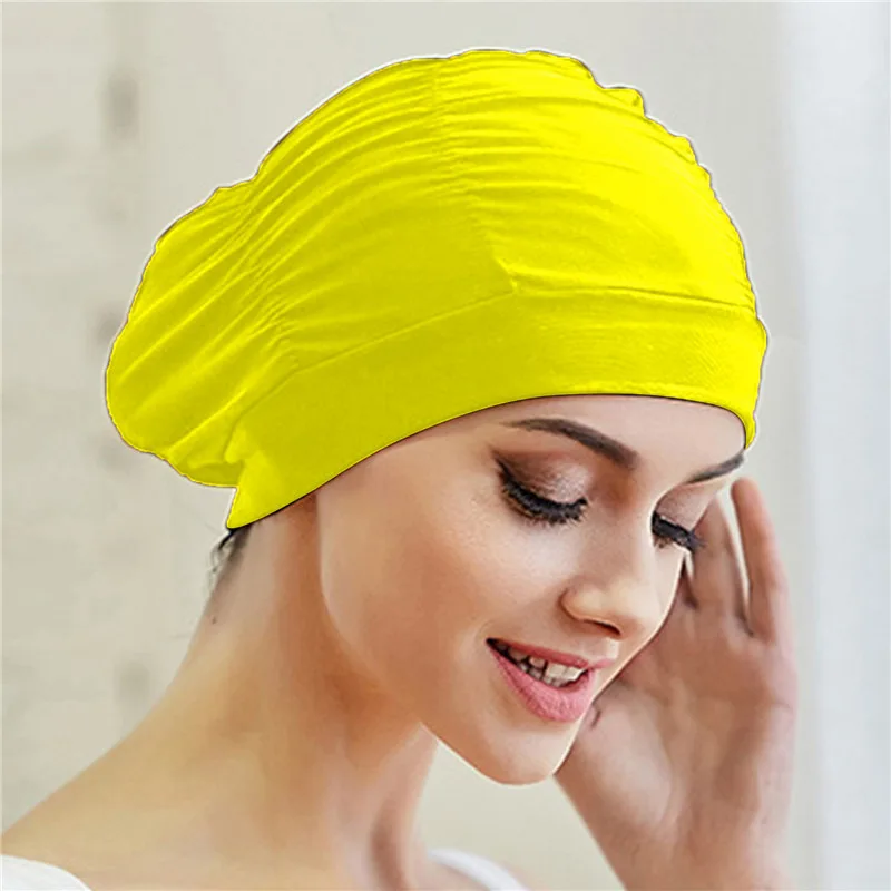 Schwimmkappe für Damen, Unisex, Mädchen mit Langem Haar, Elastische Badekappe, Dehnbare Einheitsgröße für Schwimmbad und Sport, Elastischer Nylon-Turban – Detail 8