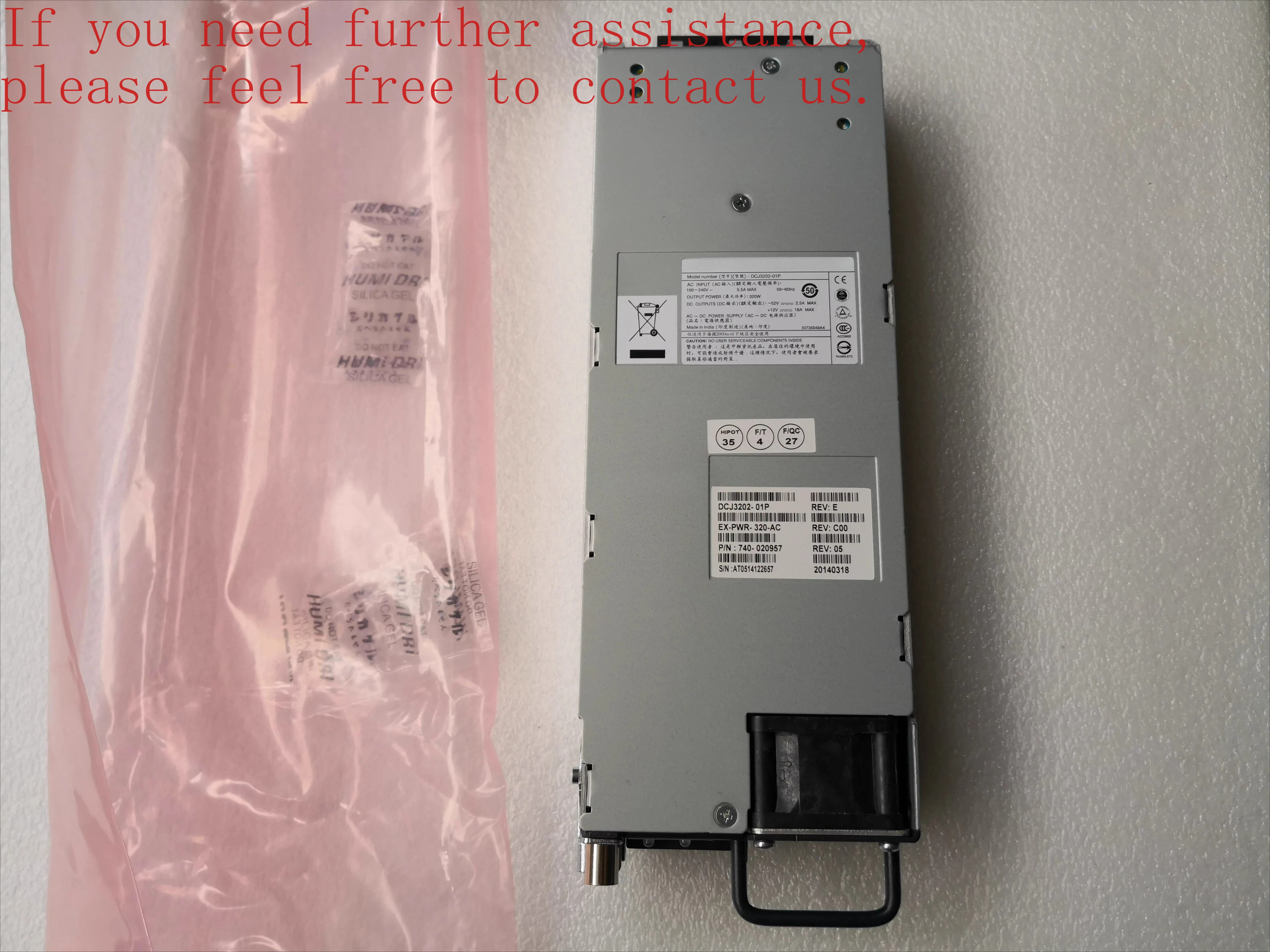 

Для Juniper EX-PWR-320-AC 740-020957 DCJ3202-01P Блок питания 320 Вт, новый оригинал