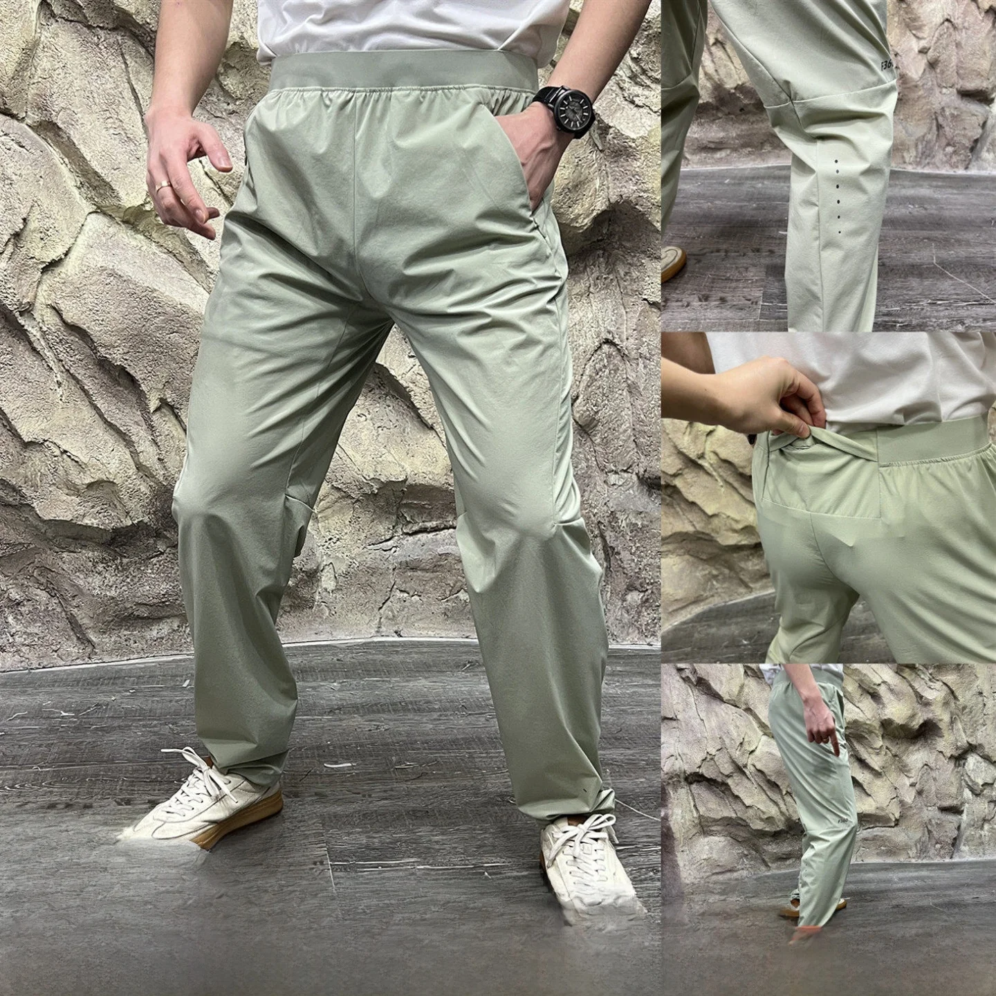 

High End 3D Tailored Thin Breathable Moisture ng Outdoor Casual Pants Loose Straight Leg ket Elastic Waist Long Summer