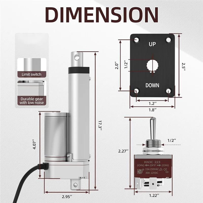 A76K Lineaire Actuator 12V 330Lb/1500N Zware 6Inch Lineaire Beweging Actuator Hoge Snelheid 10Mm/S Snelle Elektrische Actuator IP54