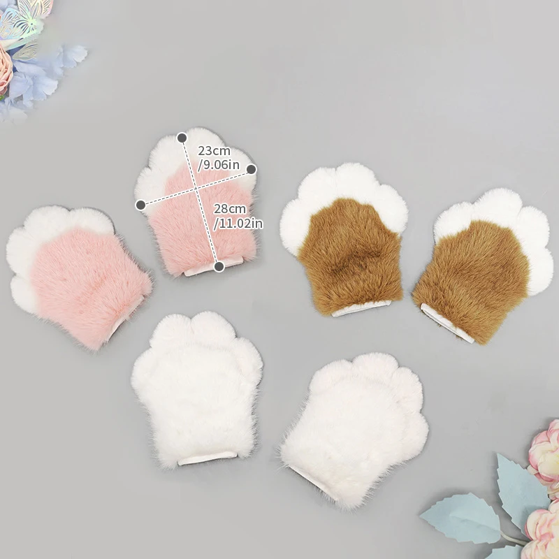 Furry Paw Mittens Plush Animal Rabbit Claw Gloves Fluffy Handwear Fursuit Anime Beast Costume Role Play Cosplay Accessories