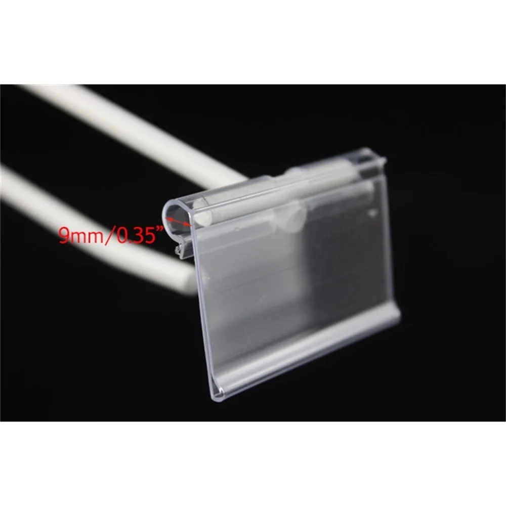 60pcs Plastic Sign Label Holder Hanging Hook Shelf Retail Price Tag Label Card Merchandise Sign Display Holder Stand