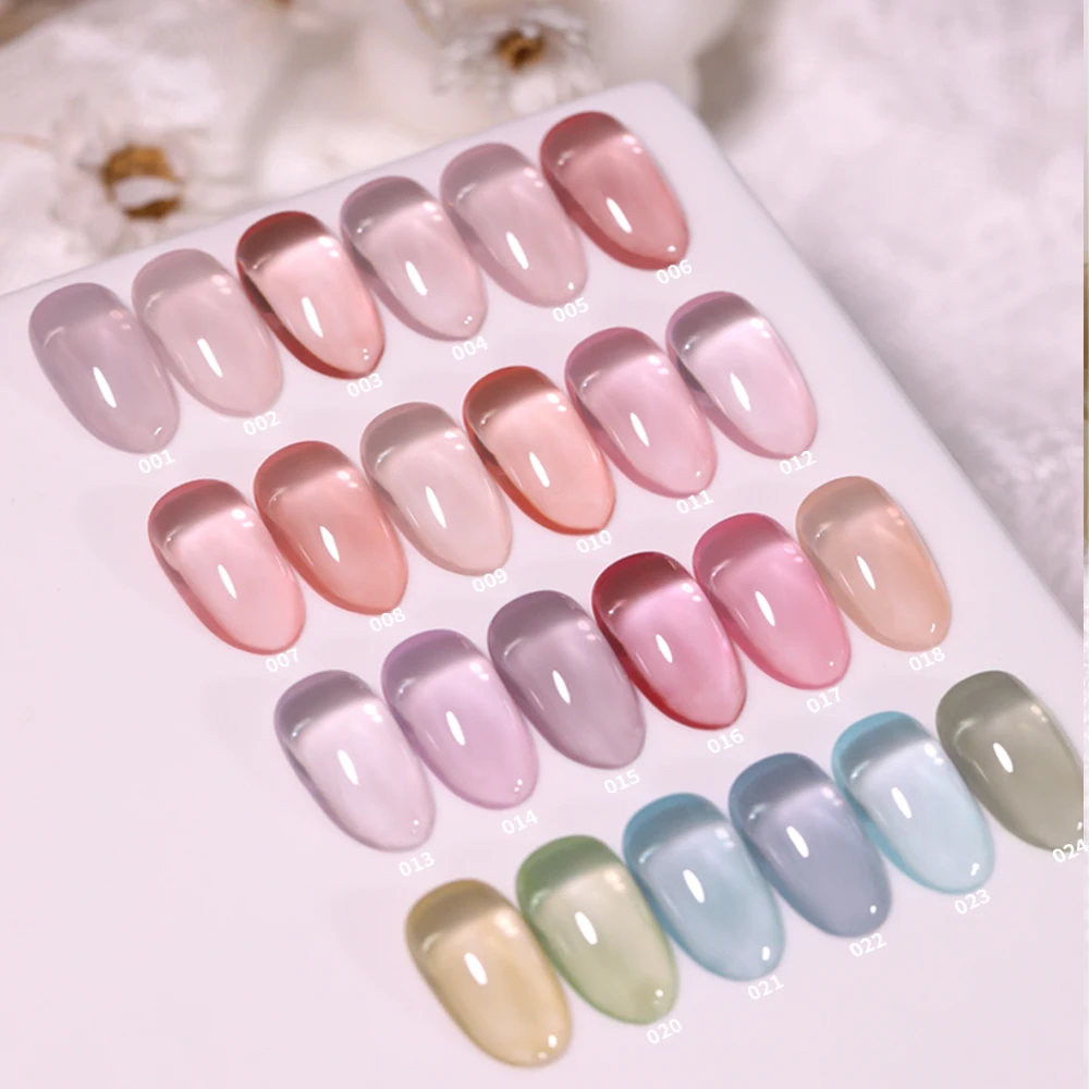 Vendeeni 24 Colors Ice Transparent Jelly Nail Gel Polish Nude Pink Crystal Color Hybrid Nail Varnish Soak Off Manicure Lacquer