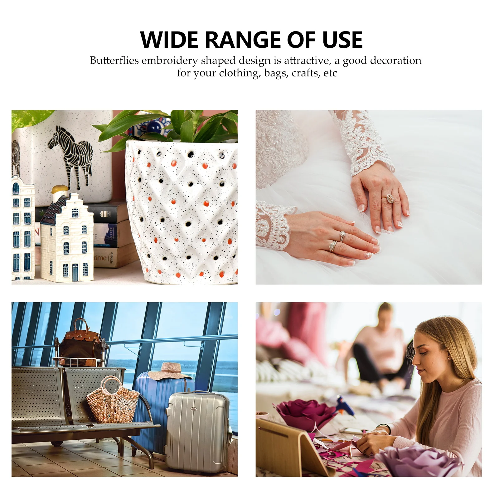 

10Pcs Wedding Dress Decor Butterflies Embroidered Applique DIY Sewing Patch Clothes Accessories Elegant Pearl Embroidery Patch