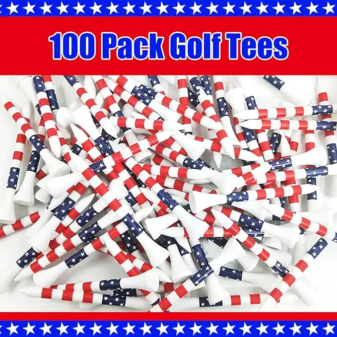 Golf Tees Wood 3 1/4 Inch Wooden Bamboo100 Count, Durable Biodegradable Colored Bulk Tee 83mm