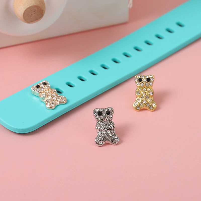 Kawaii Bear Decoration Charms for Iwatch Silicone Strap Jewelry for Sports Bracelet Charms Nails Universal Charms Accessories