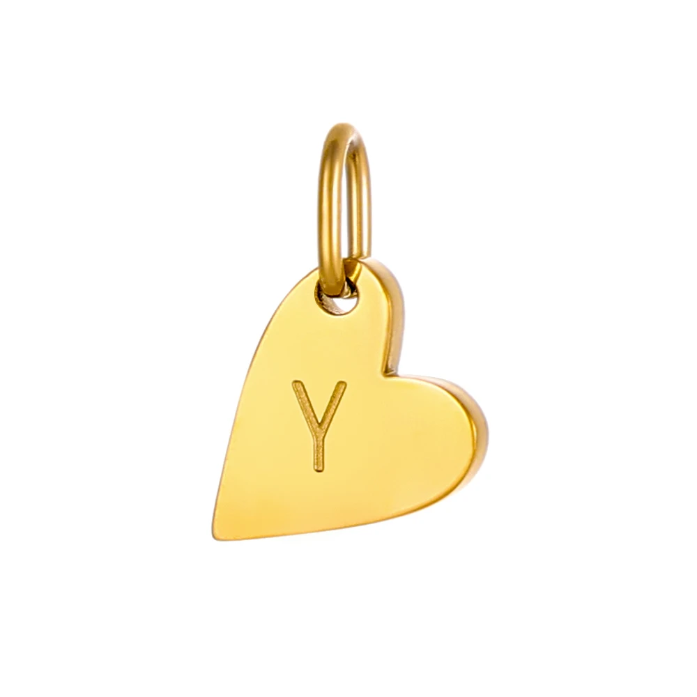 CARLIDANA สแตนเลสชุบทอง 26 ตัวอักษรภาษาอังกฤษเริ่มต้นจี้หัวใจ Charm Letter เครื่องประดับที่กําหนดเอง DIY สร้อยคอตัวอักษร