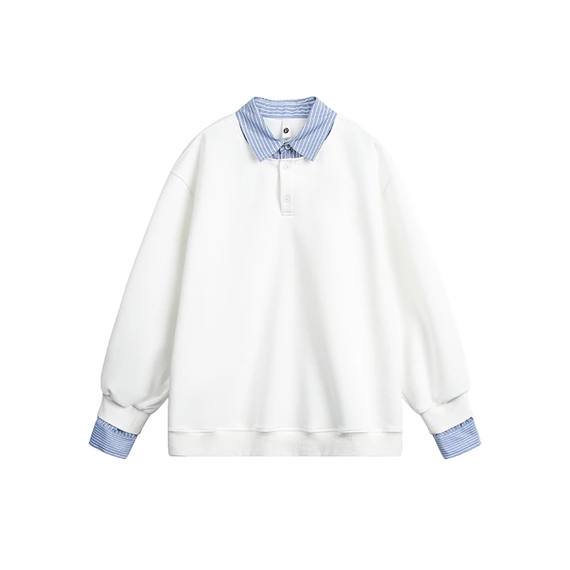 

Осень 202, новая модная весенняя универсальная двухсекционная полосатая толстовка с отложным воротником и длинными рукавами, повседневная уличная одежда для мужчин