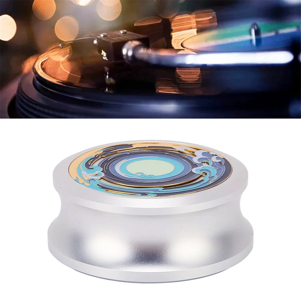 Turntable Estabilizador do disco para o jogador do vinil, prata LP peso recorde, braçadeira, fonógrafo
