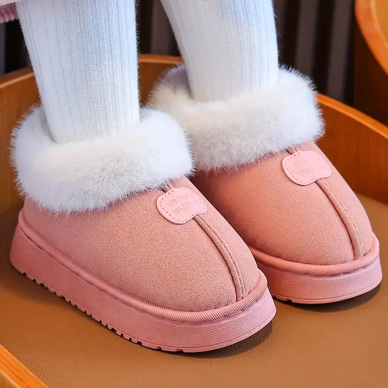أحذية شتوية دافئة للأولاد والبنات شباشب قطنية للأطفال أحذية ثلج ناعمة من القطيفة للاستخدام الخارجي مسطحة القاع ومضادة للانزلاق أحذية أطفال مريحة