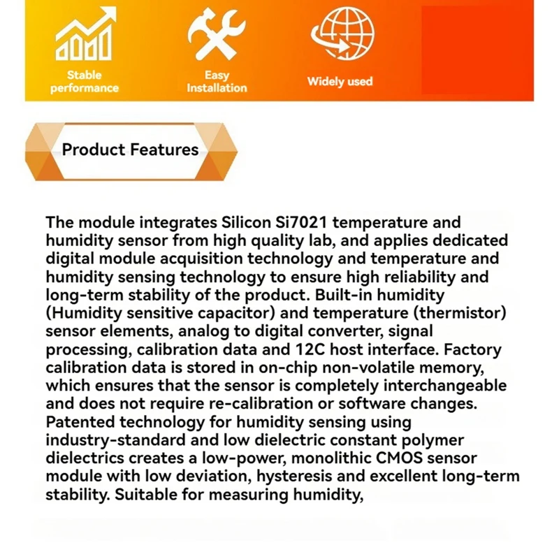 Si7021 Temperature And Humidity Sensor Module I2C Interface Industrial Grade S17021-A20-GM1R Module