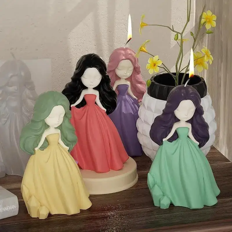 3D Stereoscopic Princess Silicone Mold DIY Epoxy Resin Candle Soap Plaster Figurine Sculpture Mould Handmade Craft Supplies