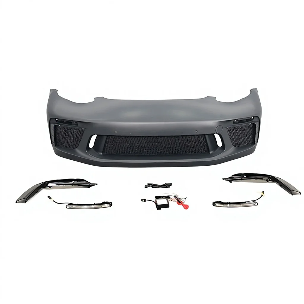 forHigh Quality Model 3 Car Front Bumper With LED Light for Model 3 Front Bumper Car Body Kit PP Material Exterior Accessories