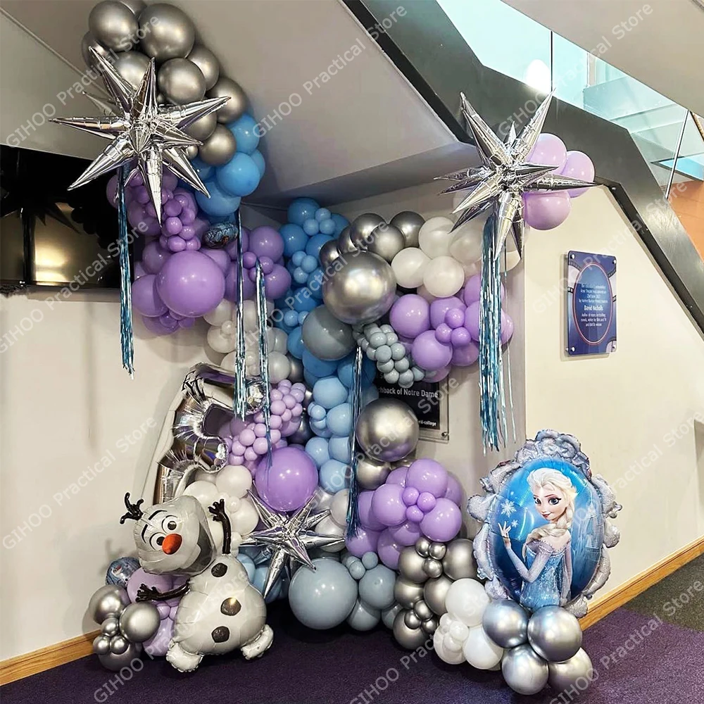 

110/154pcs Disney Frozen Theme Number Balloon Garland Elsa Olaf Foil Globos Girls Birthday Party Baby Shower Christmas Decoratio