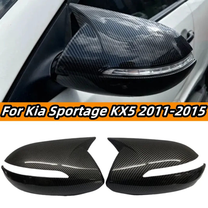 

2PCS Car Rearview Side Mirror Cover Wing Cap For Kia Sportage KX5 2011-2015 Horn M Style Mirror Caps Trims