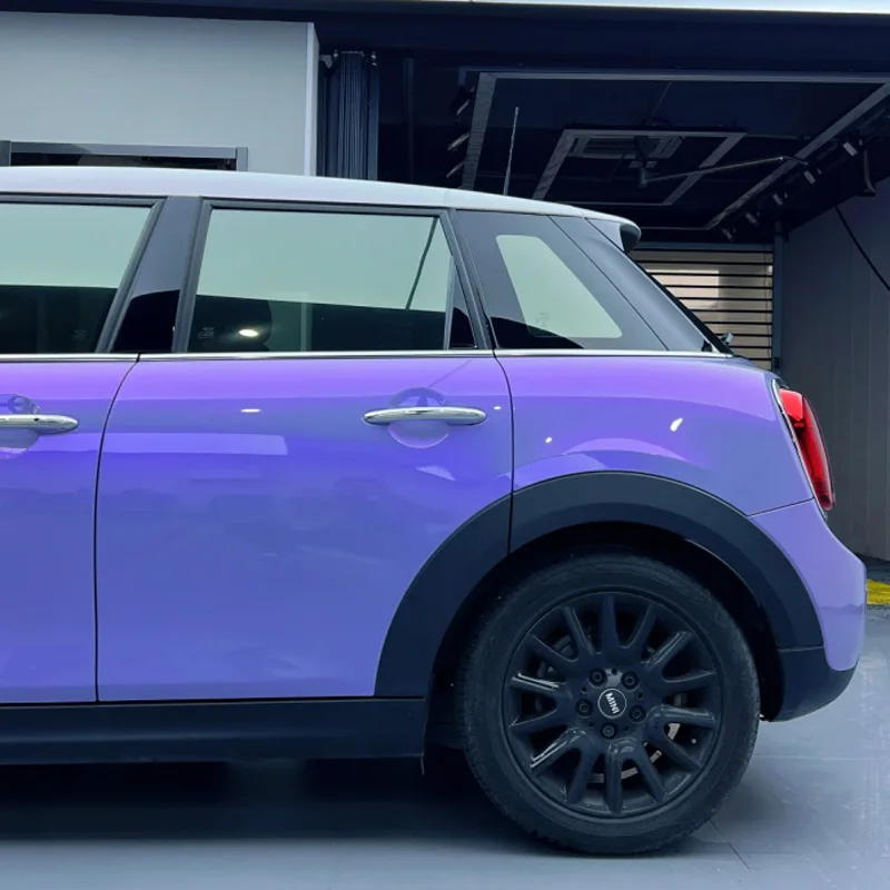 Candy Glossy Chameleon Vinyl Wrap Film Grey to Purple Color Change Self Adhesive Decal Automotive Car Wrapping Foil