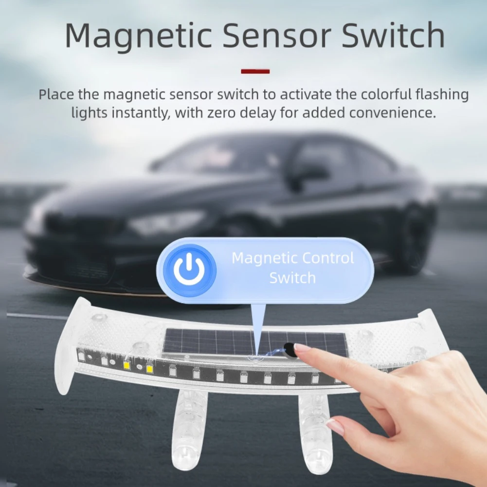 مصباح خلفي صغير للسيارة يعمل بالطاقة الشمسية، جناح LED وامض مقاوم للماء #6